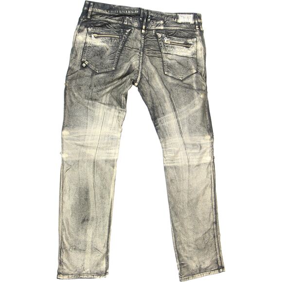 Robin's Jeans The Show Gold Metallic Bling Biker Motorcycle Distressed Pants 41 - Picture 2 of 7